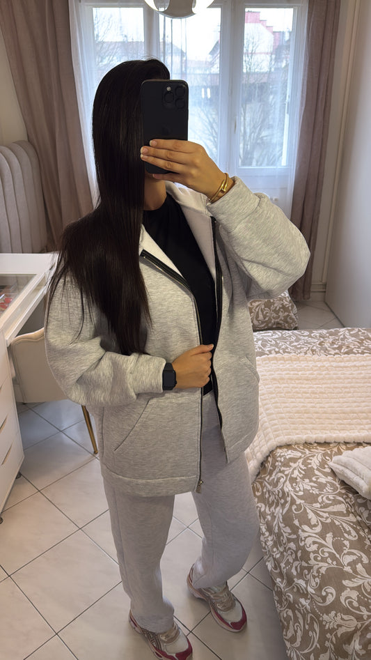 Gilet à zip et capuche gris