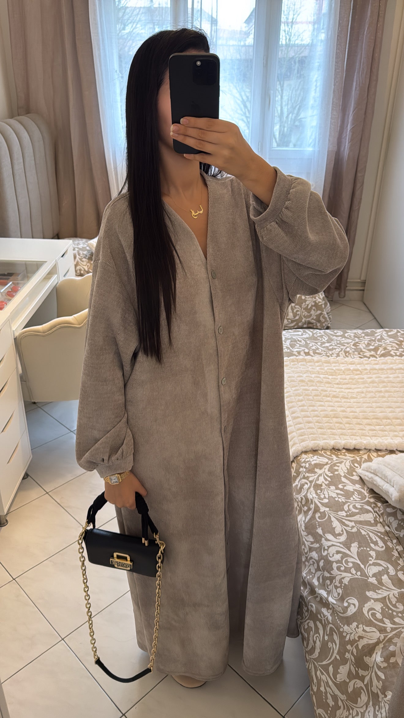 Robe longue taupe clair