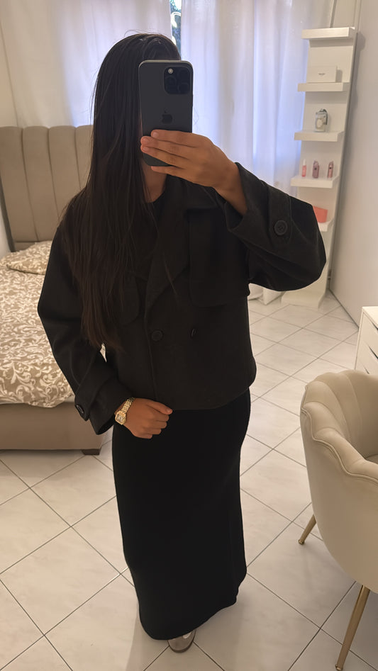 Manteau trench noir grisé