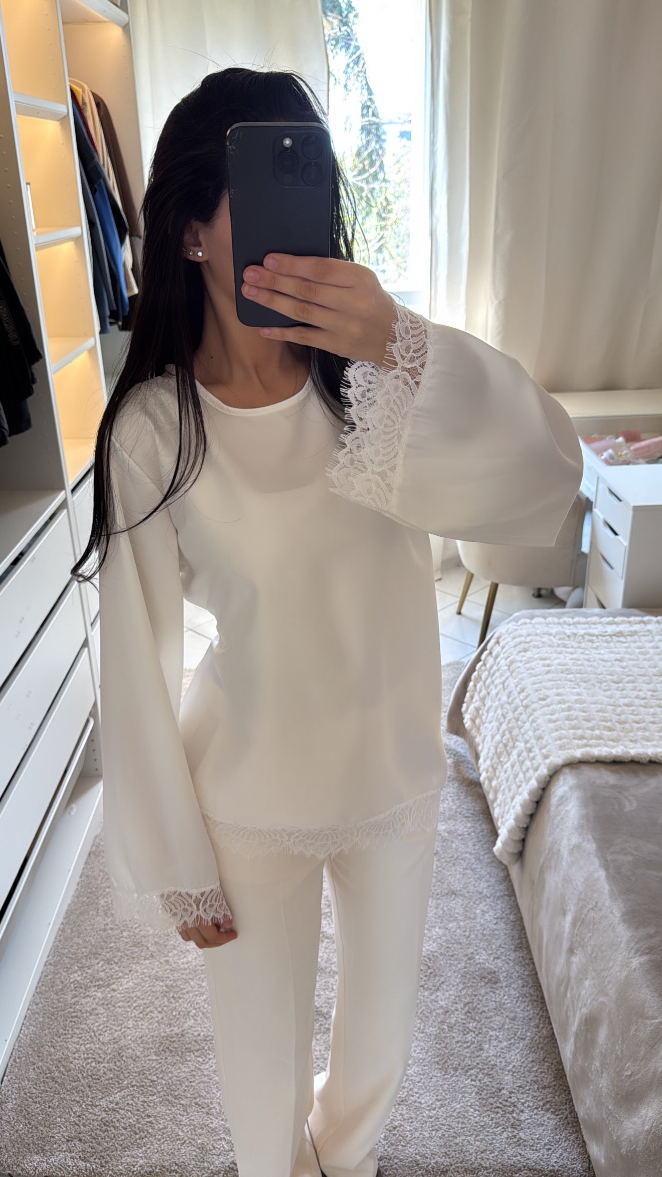 T-shirt à dentelle blanc