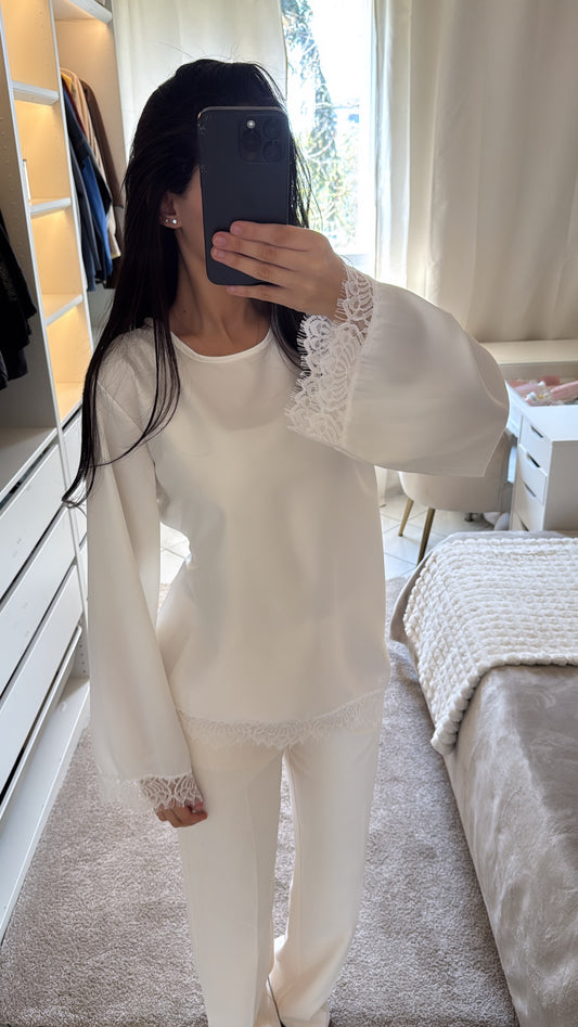 T-shirt à dentelle blanc