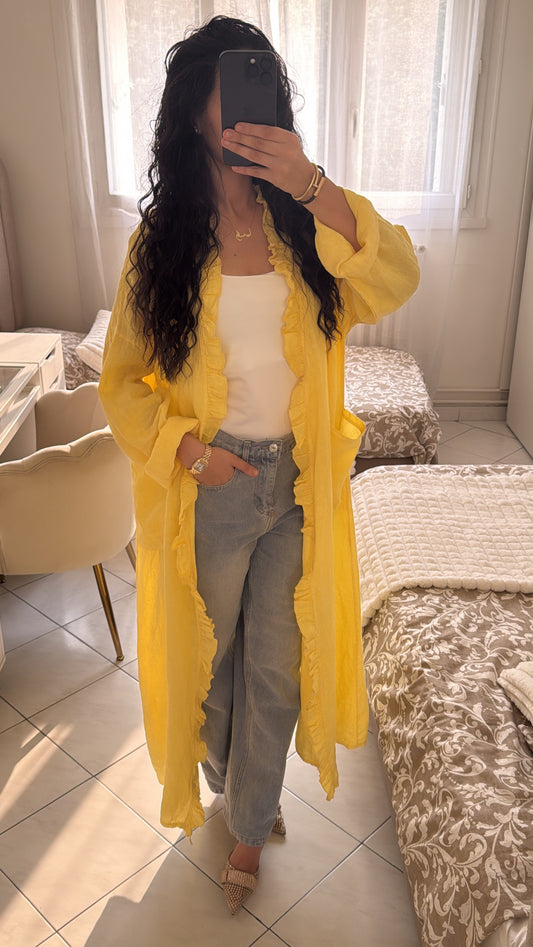 Gilet en lin jaune