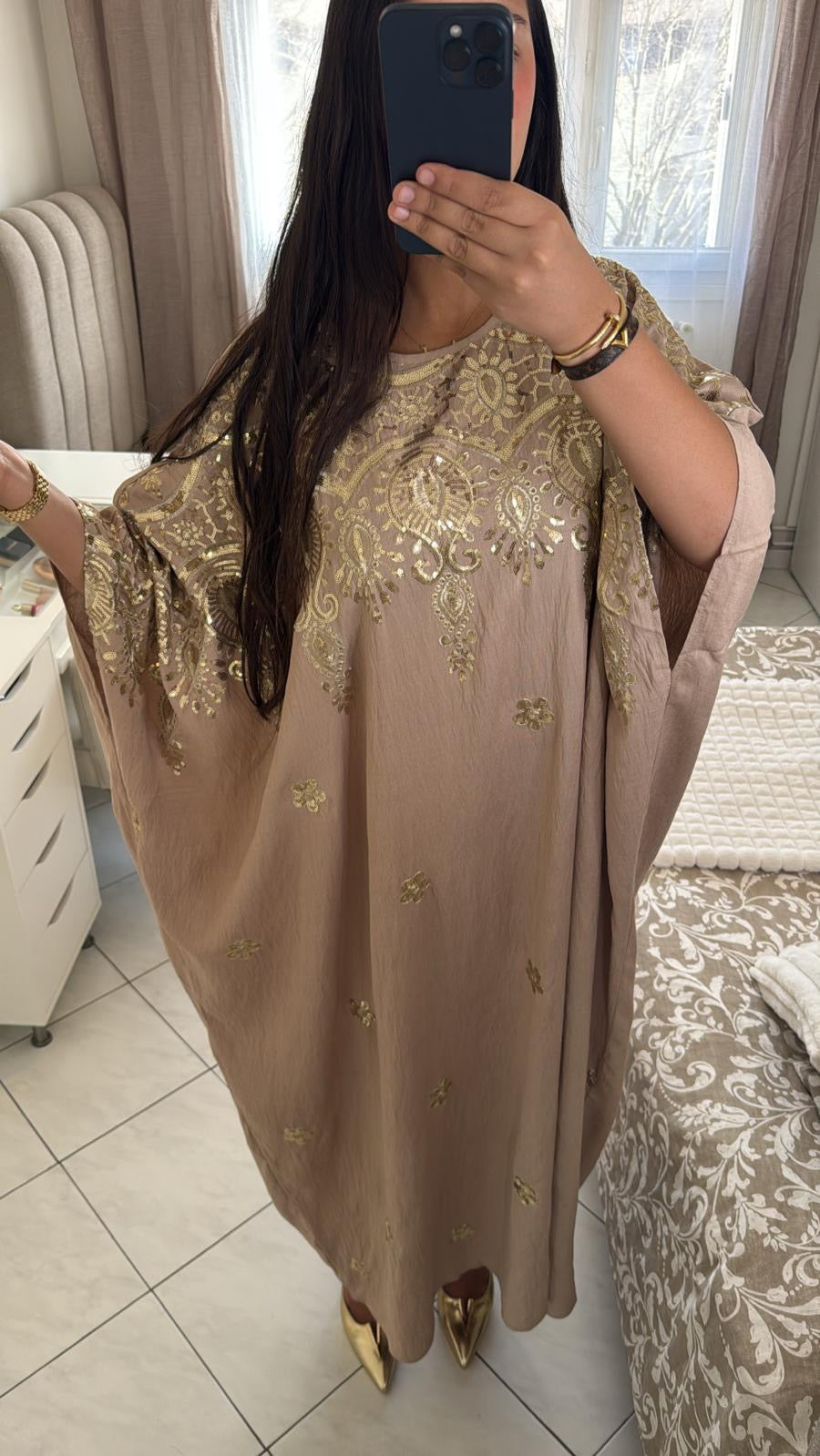 Abaya marwa beige foncé