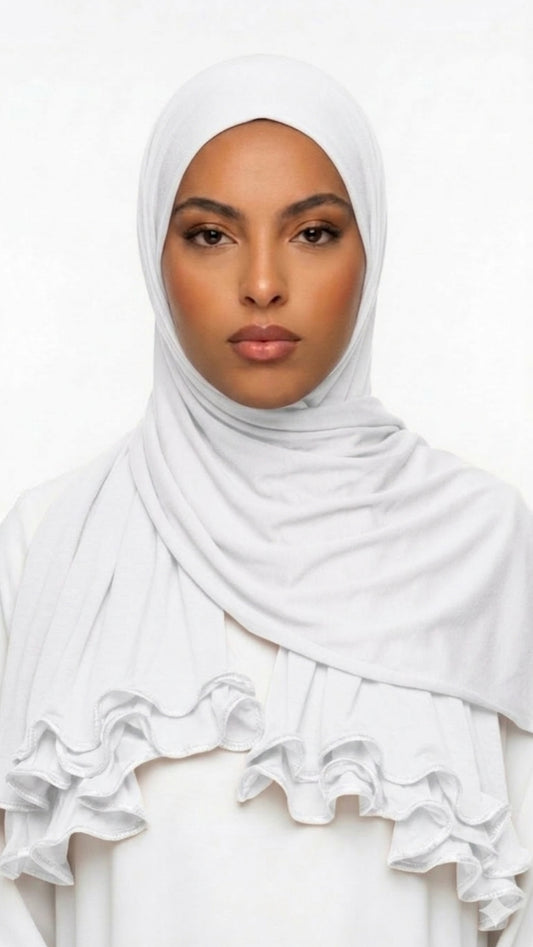 Voile jersey froufrou blanc