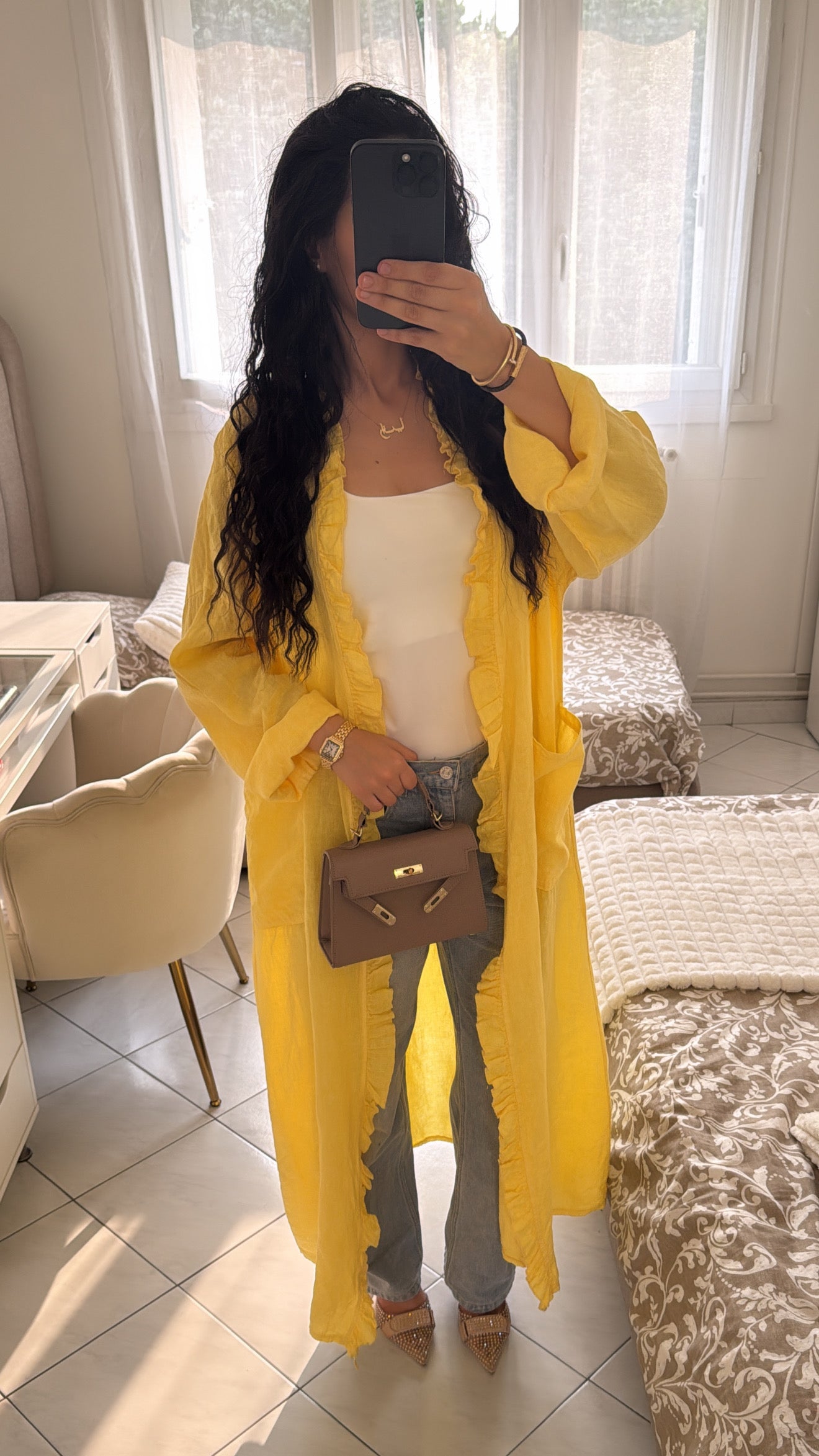 Gilet en lin jaune