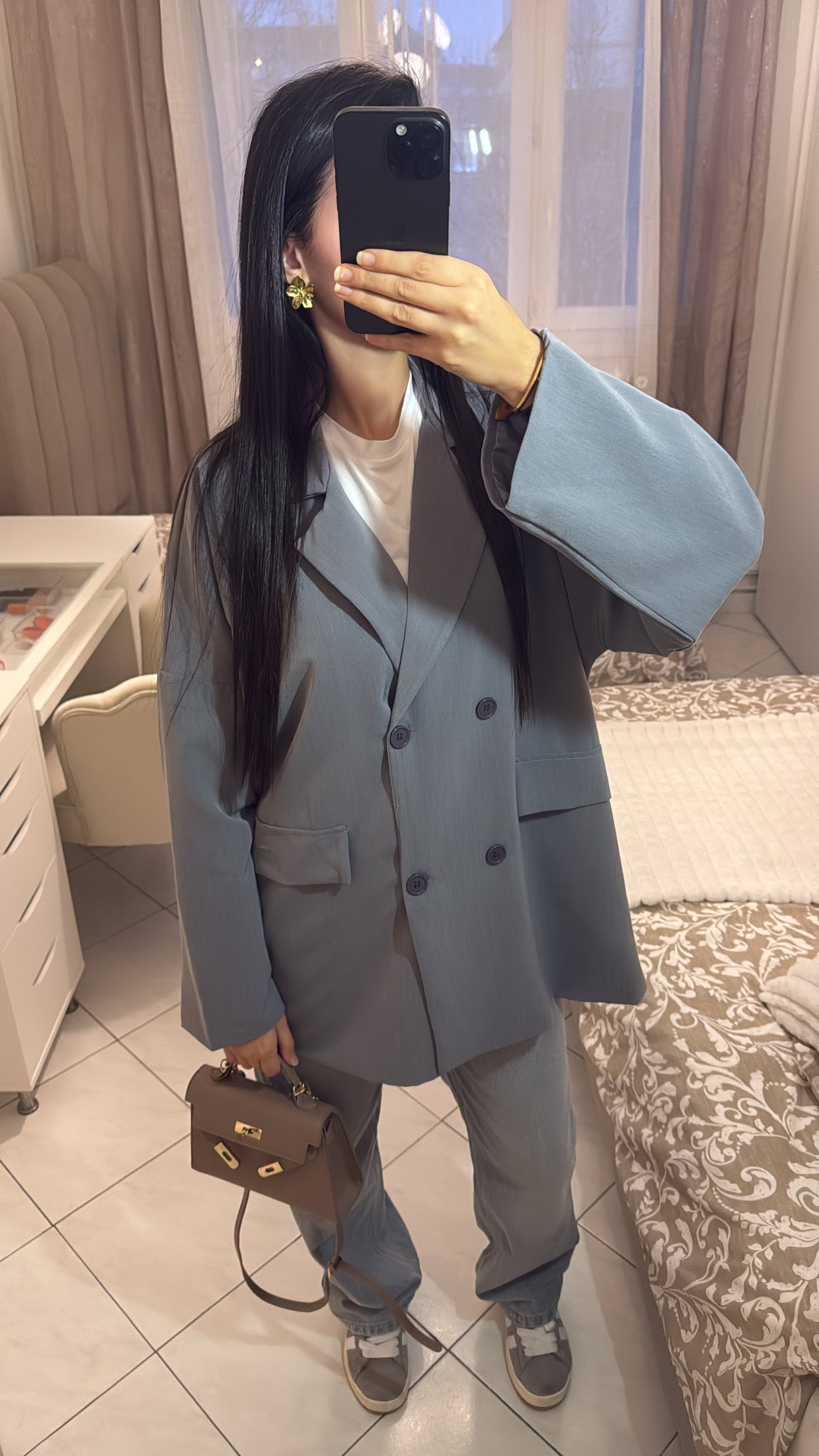 Blazer oversize gris