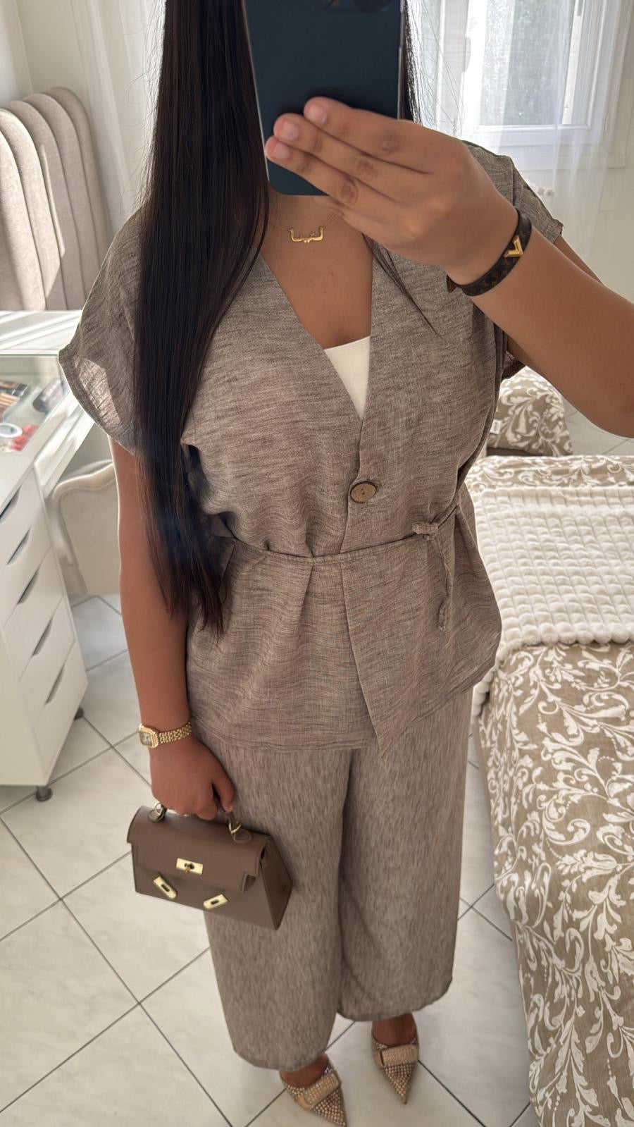 Ensemble layan taupe