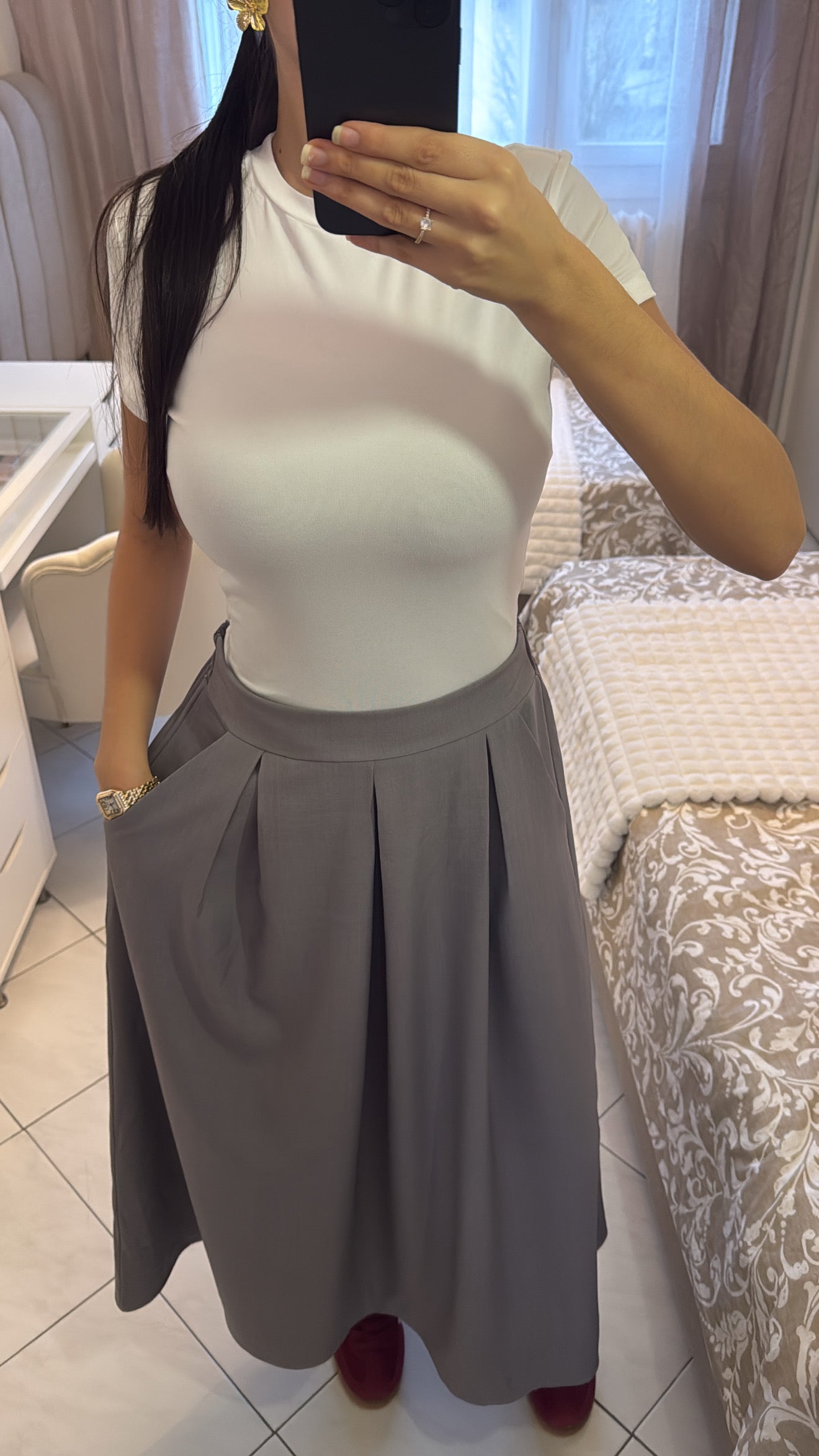 Jupe longue grise