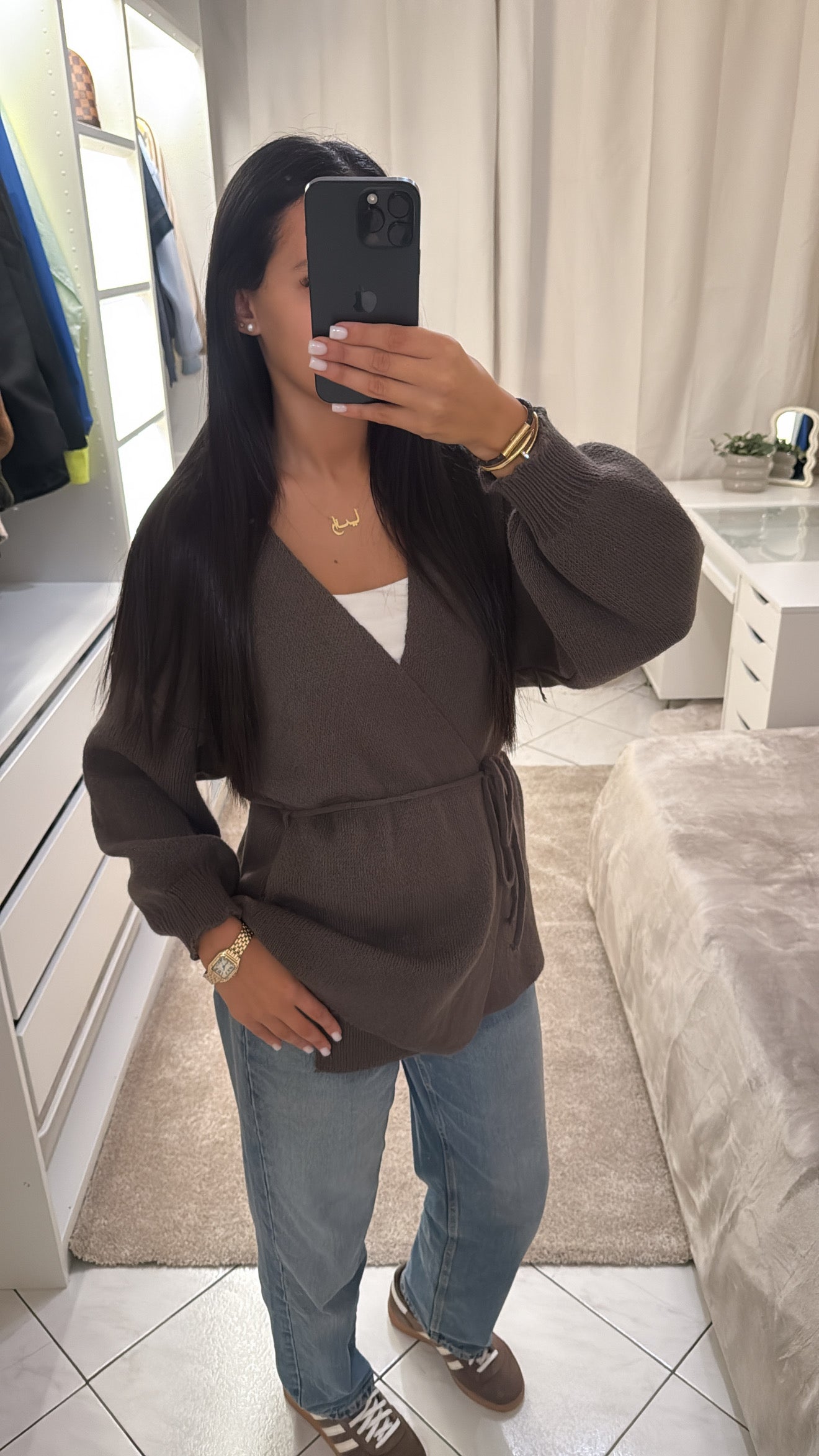 Gilet à nouer taupe