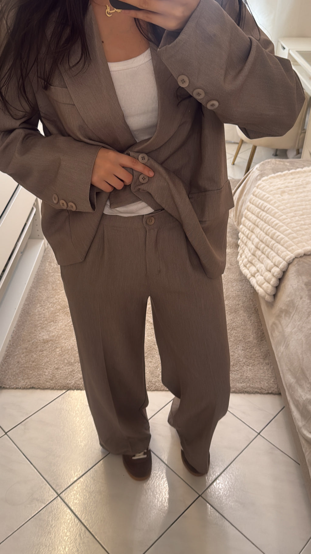 Pantalon à pince taupe