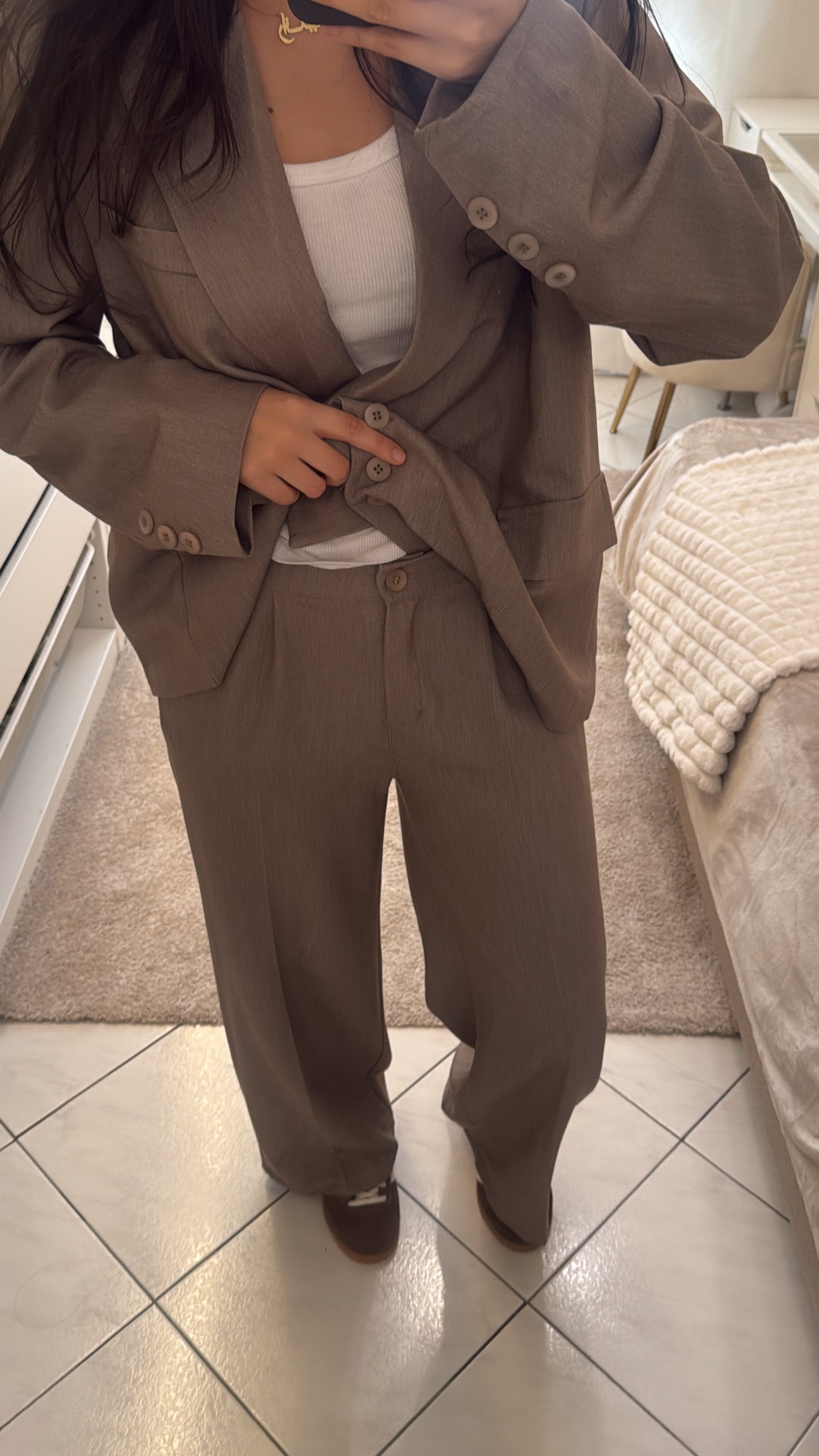 Pantalon à pince taupe