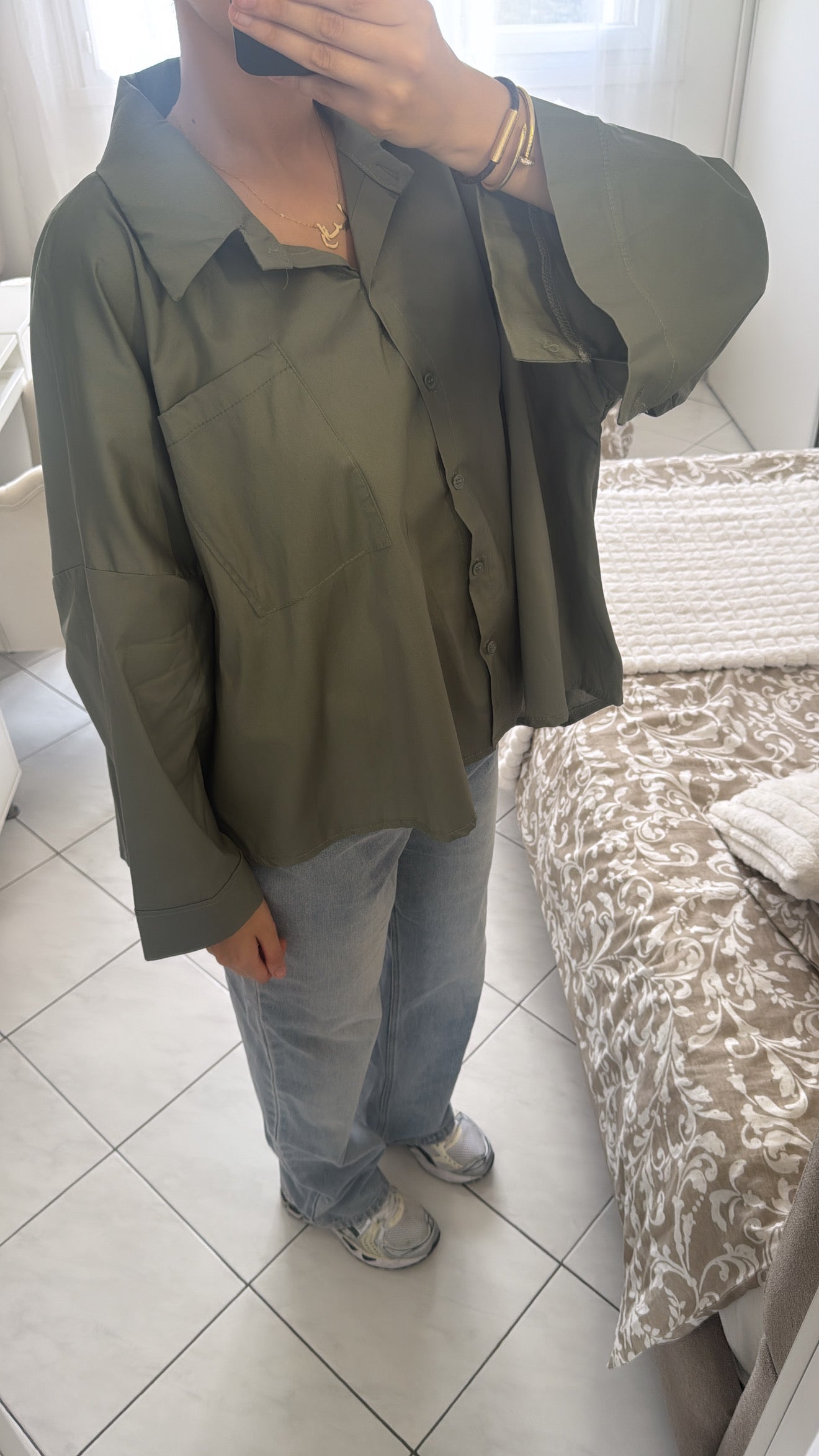 Chemise large vert kaki