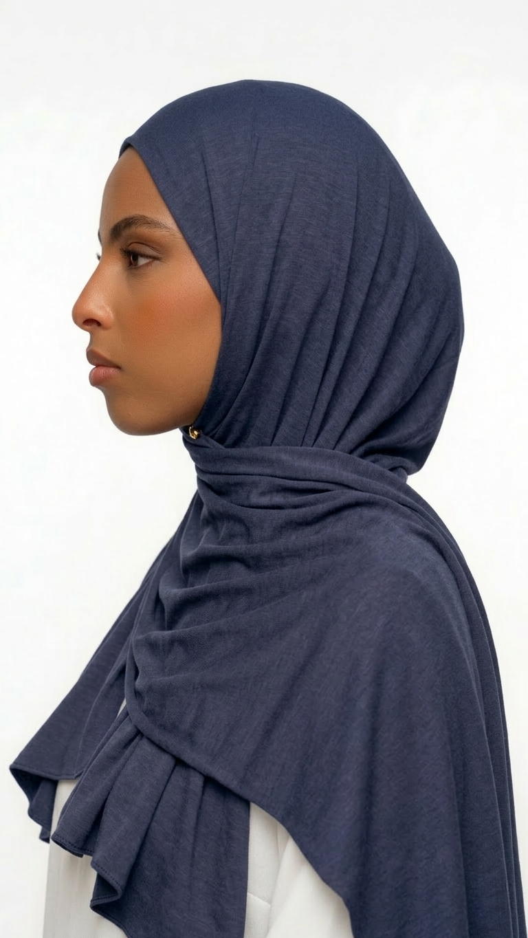 Voile jersey premium bleu nuit