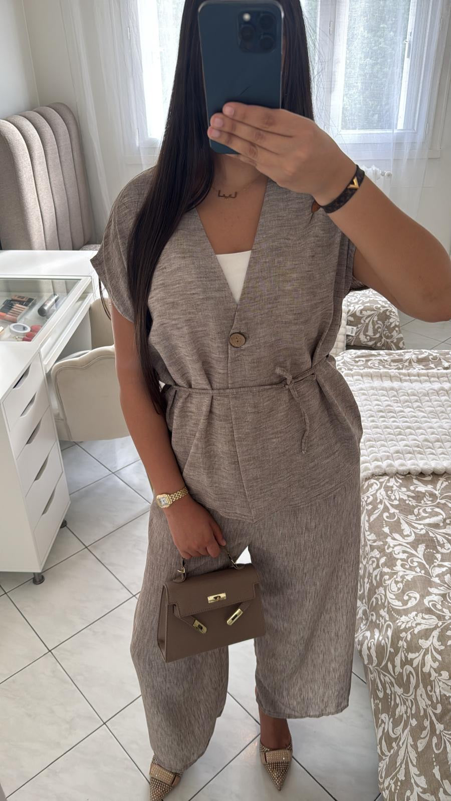 Ensemble layan taupe