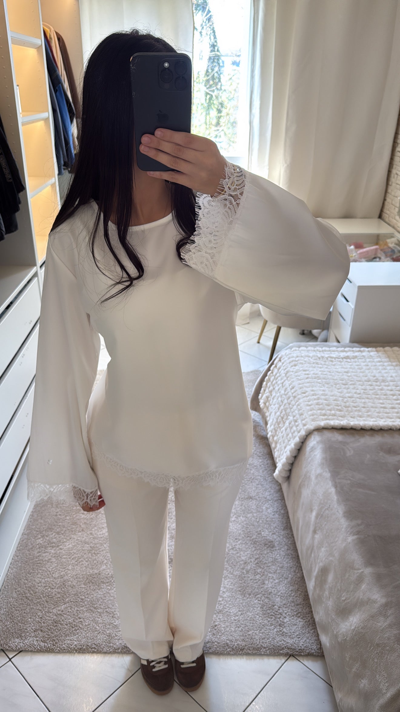 T-shirt à dentelle blanc