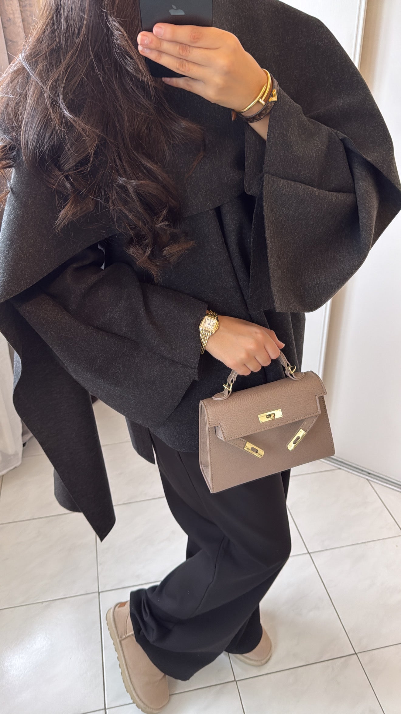 Cape zarah noir-gris