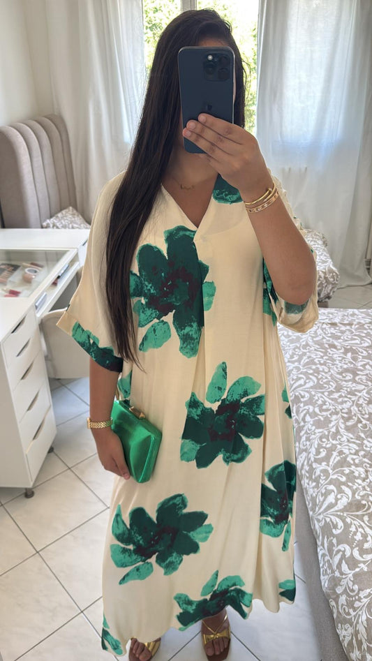 Robe florale verte
