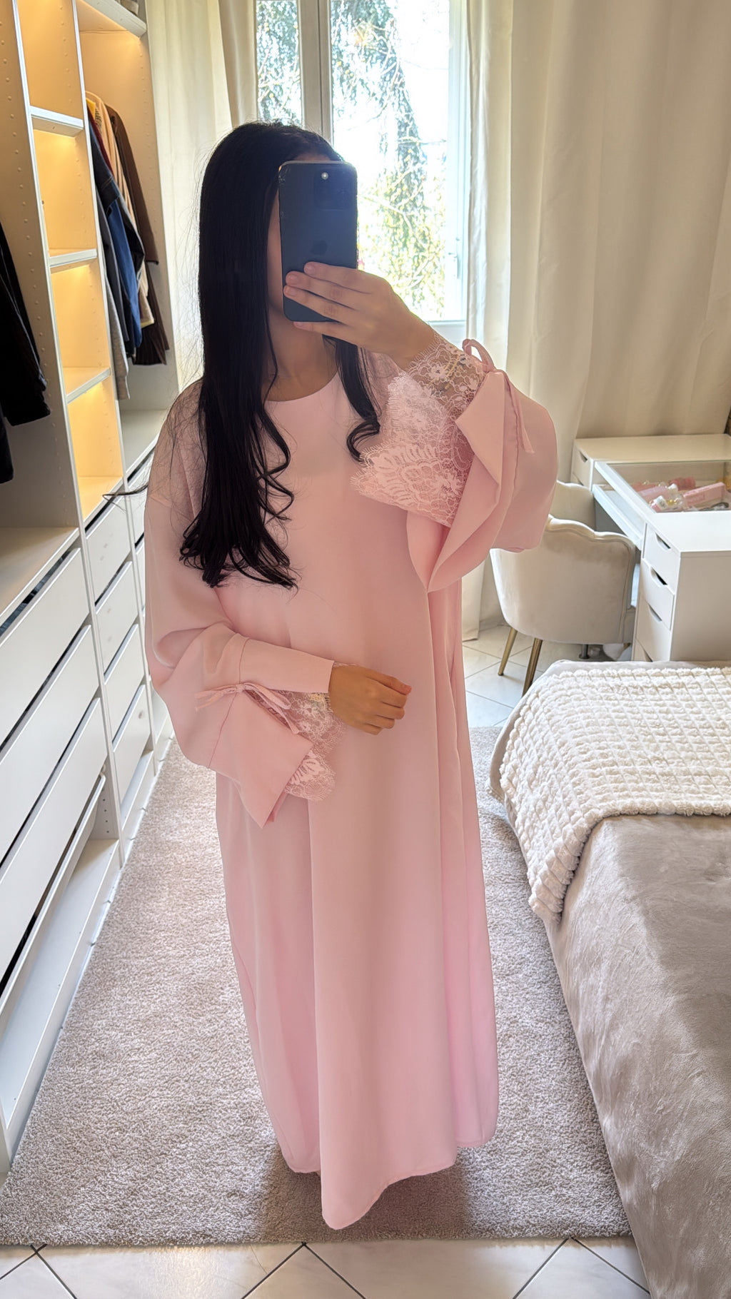 Robe dounia rose dentelle