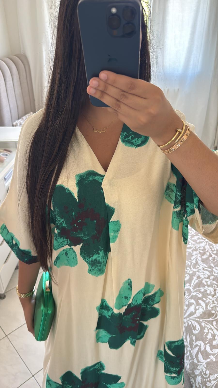 Robe florale verte