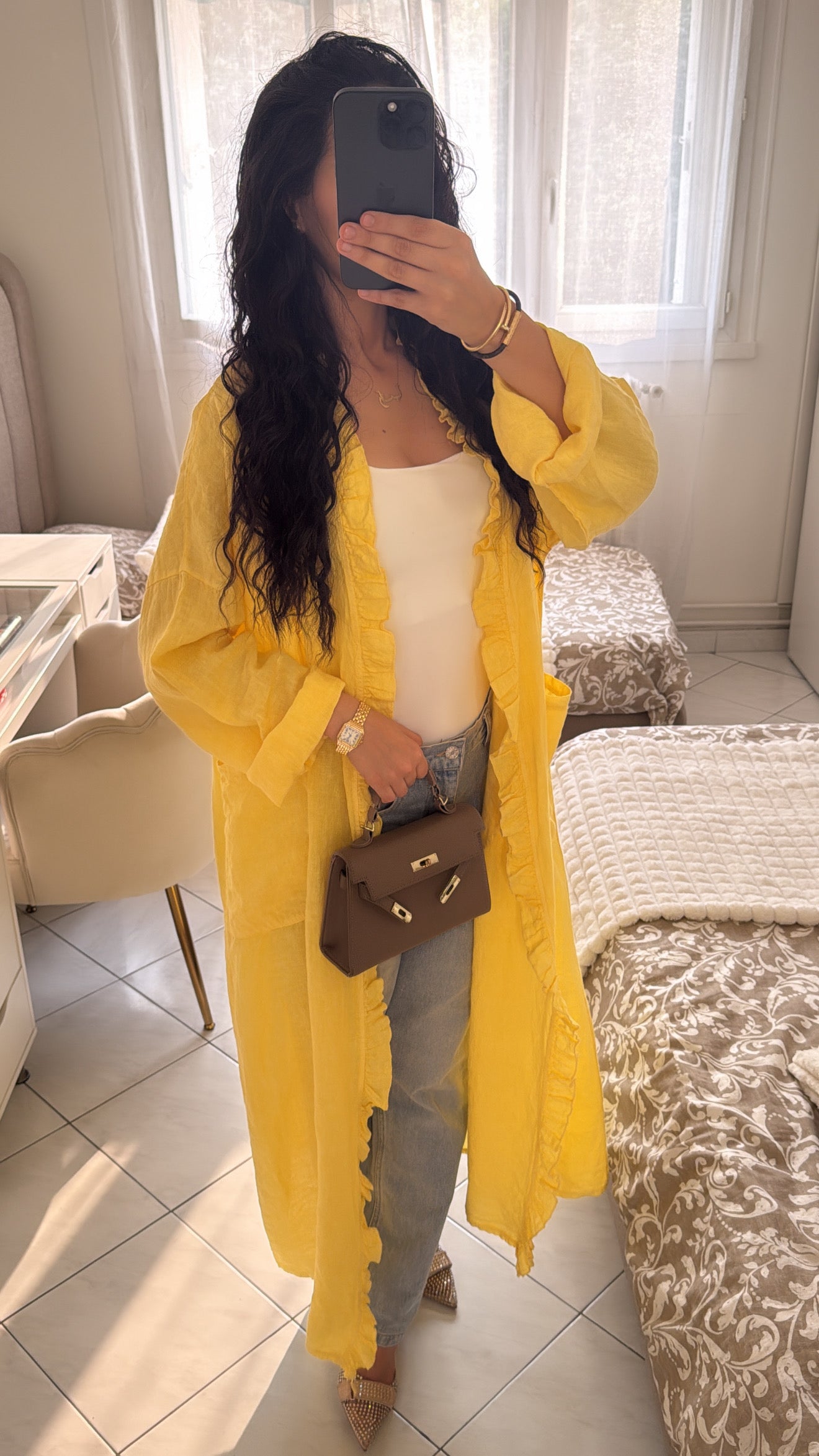 Gilet en lin jaune