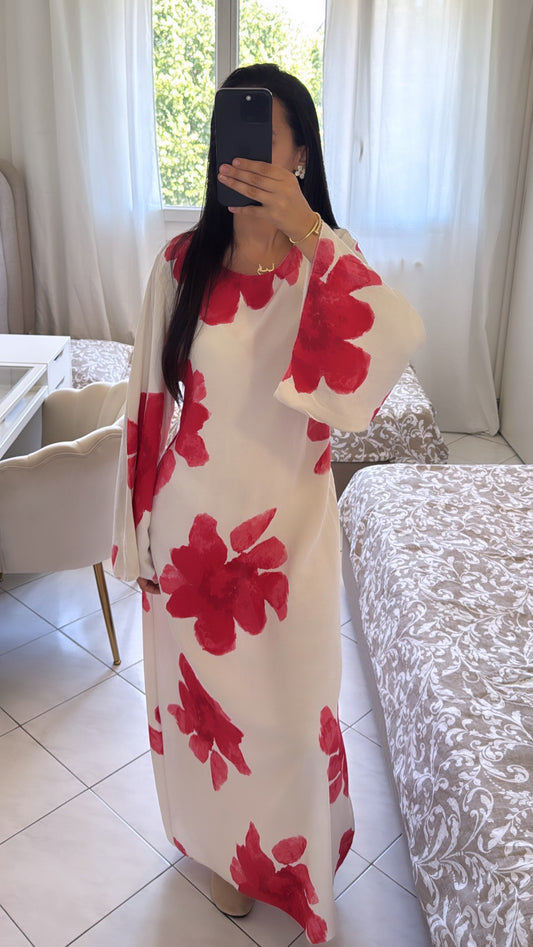 Robe fleuri rouge