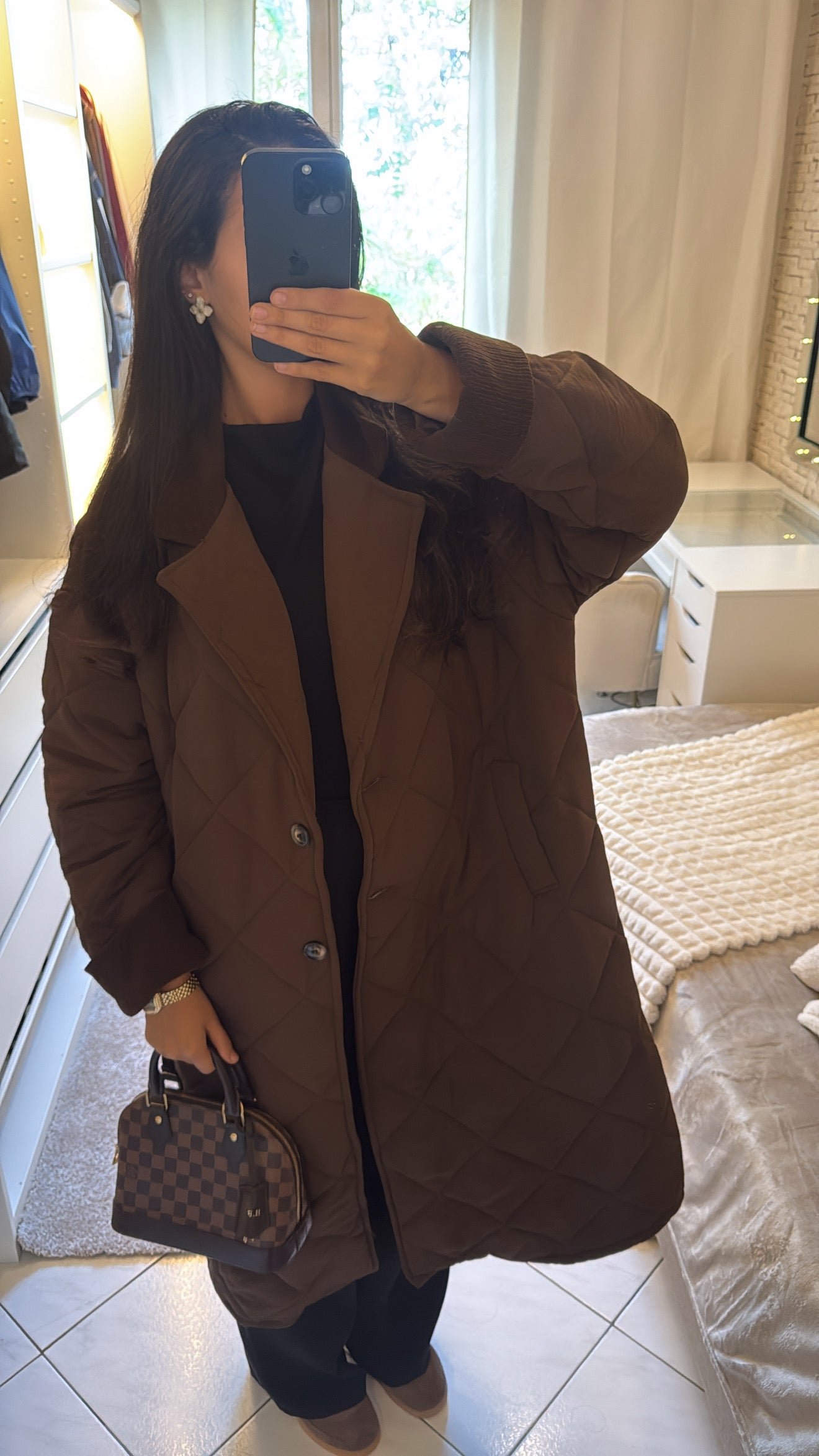 Doudoune matelassé marron