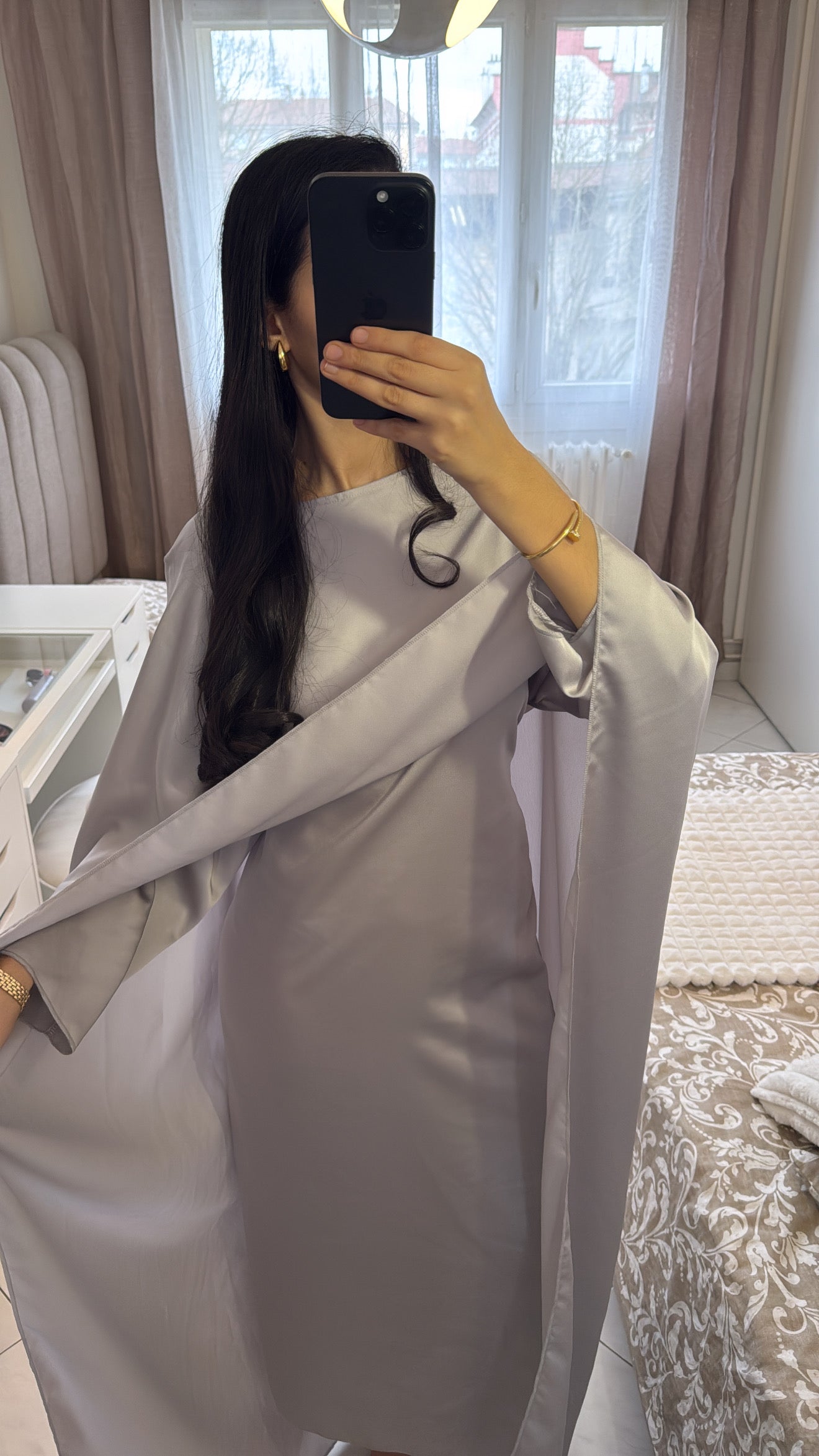 Abaya Jasmine gris clair