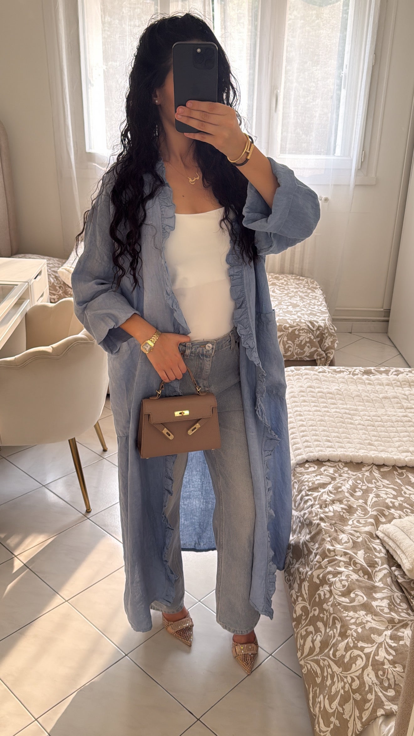 Gilet en lin bleu
