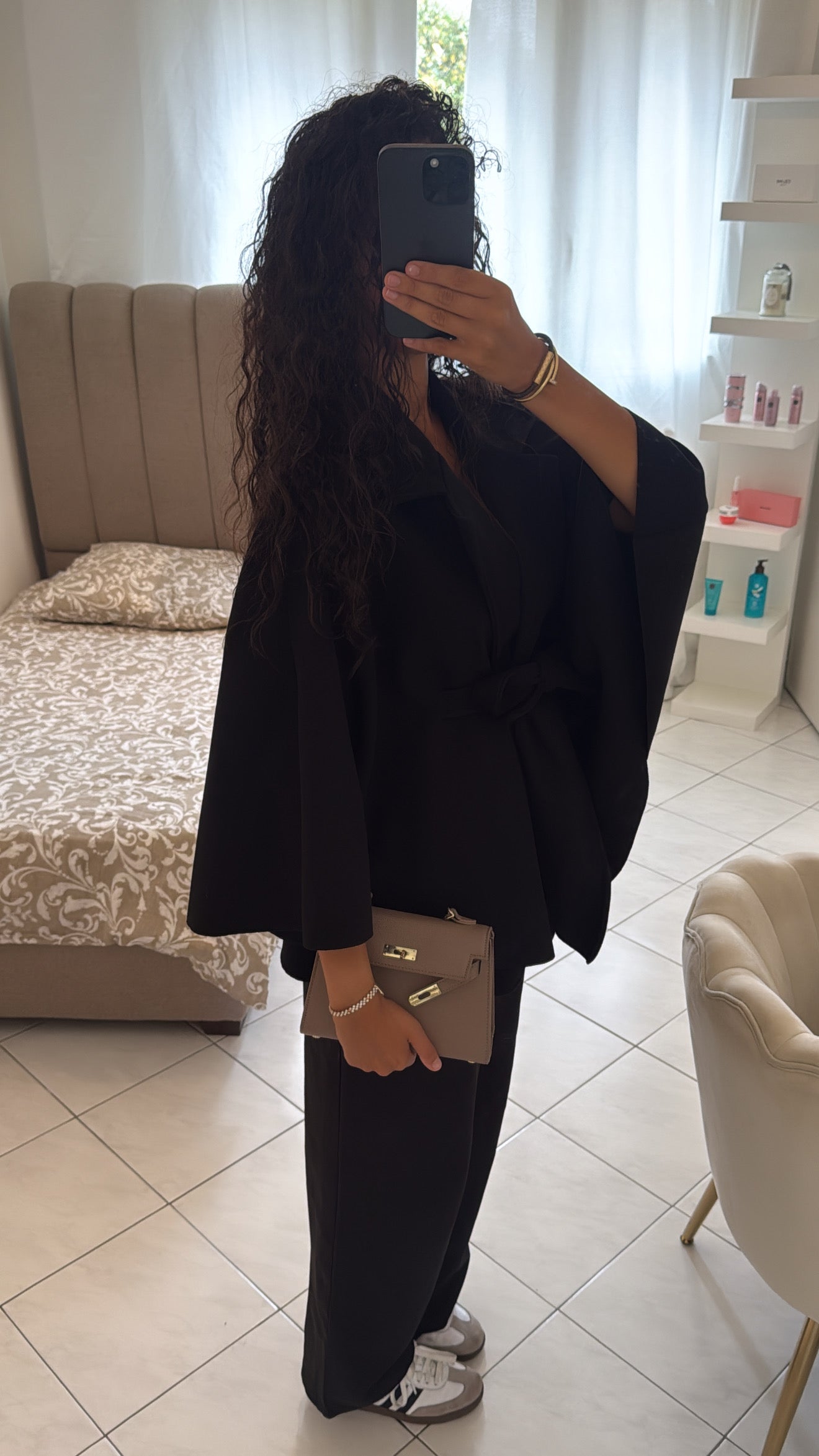 Cape ceintrée noir