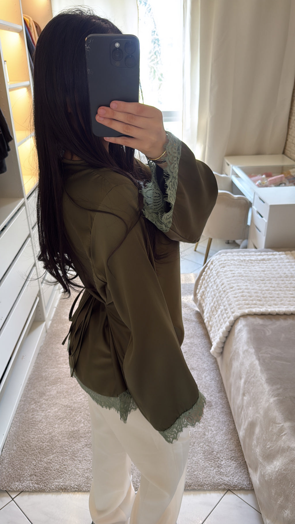 T-shirt à dentelle vert