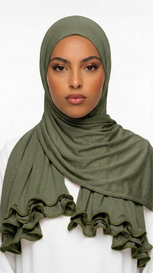 Voile jersey premium froufrou vert