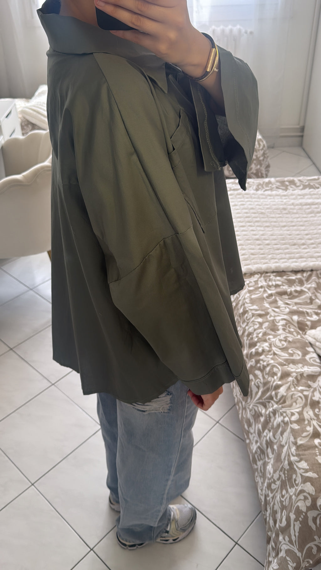 Chemise large vert kaki