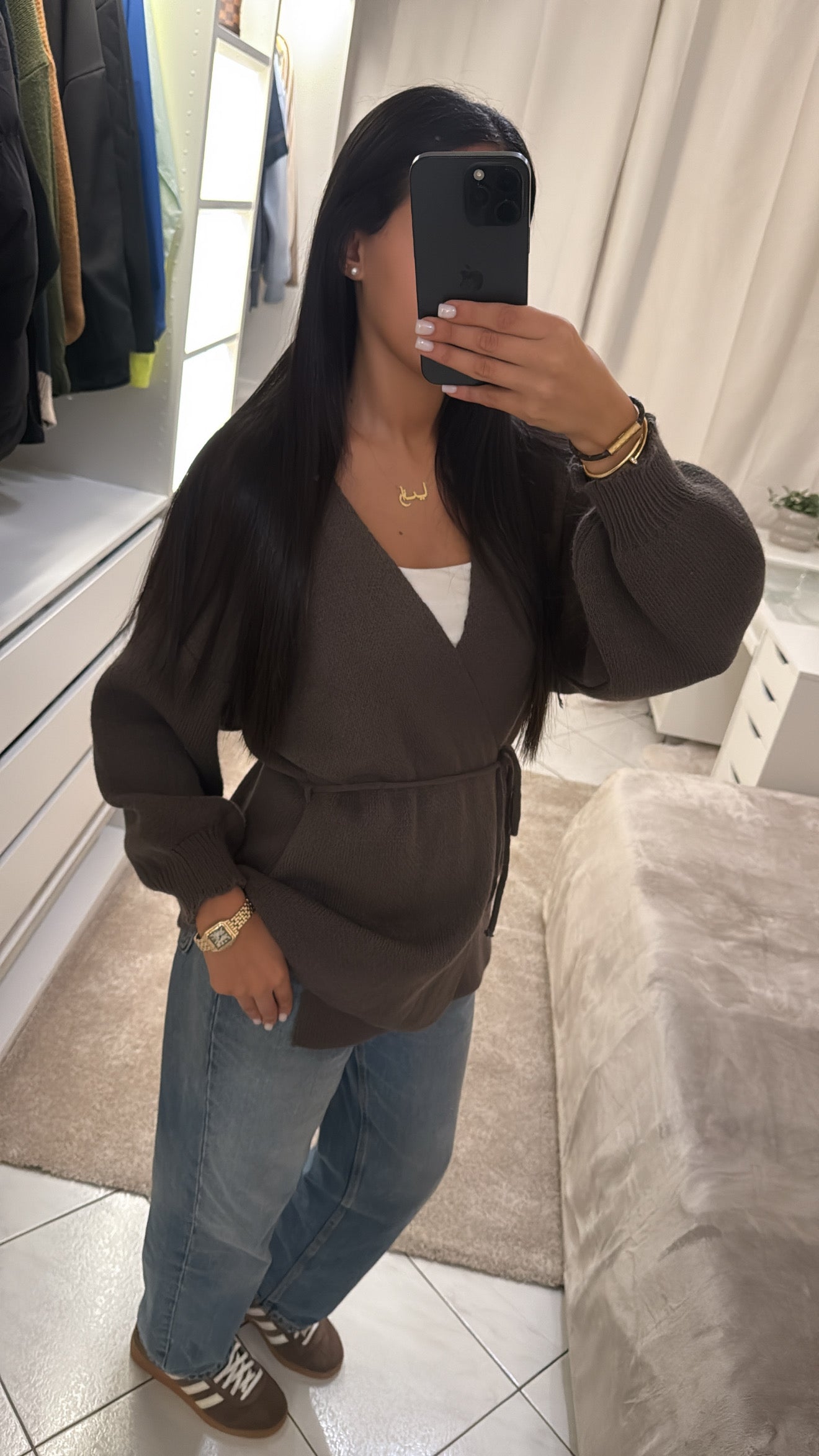 Gilet à nouer taupe