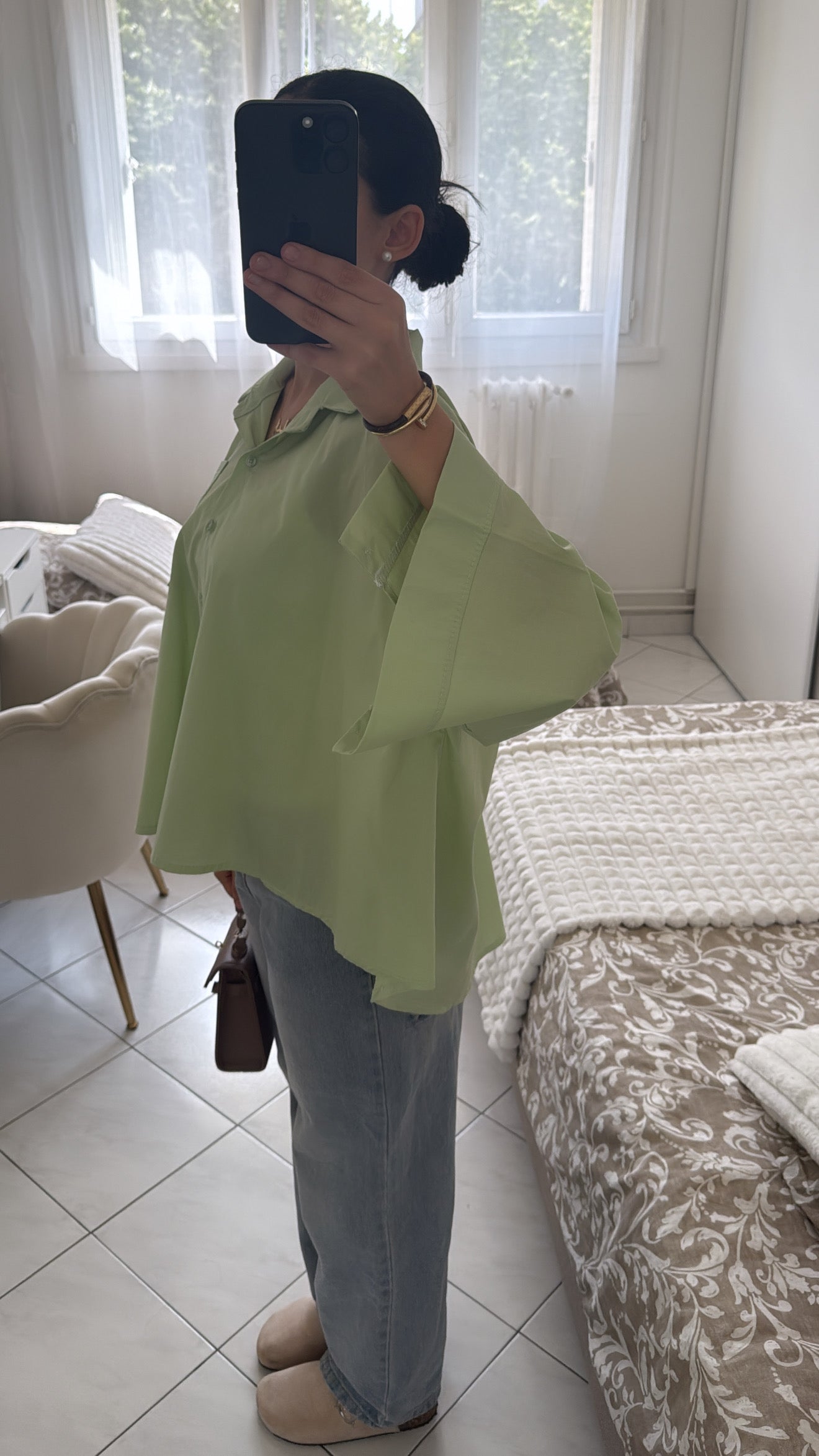Chemise large verte