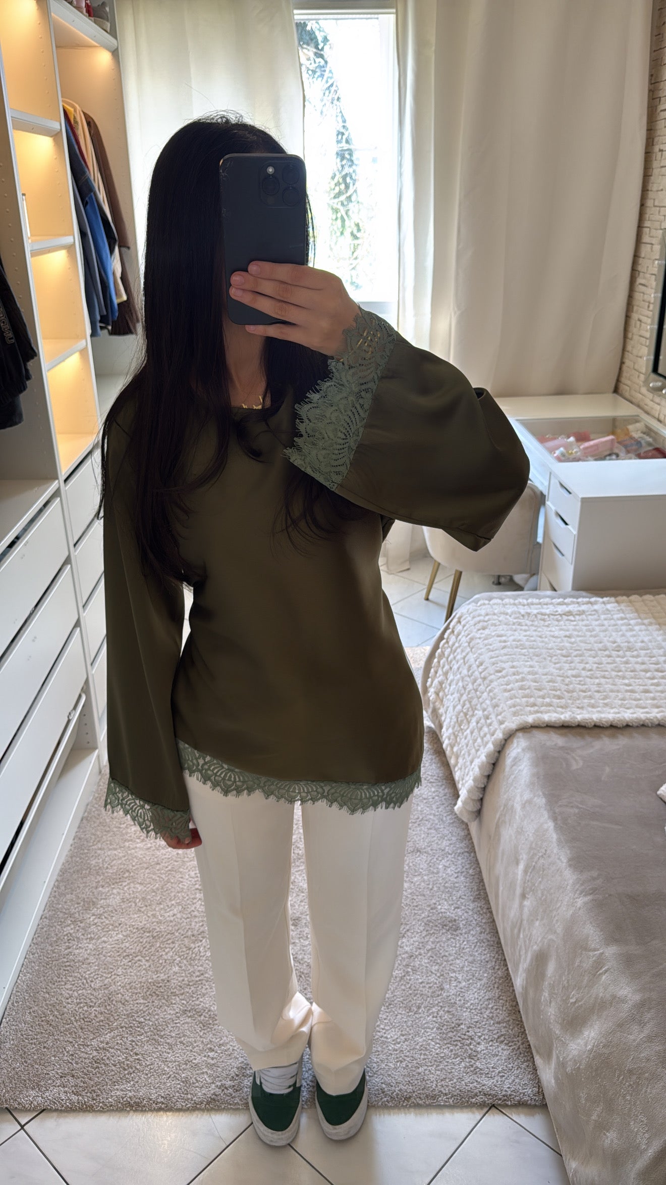 T-shirt à dentelle vert