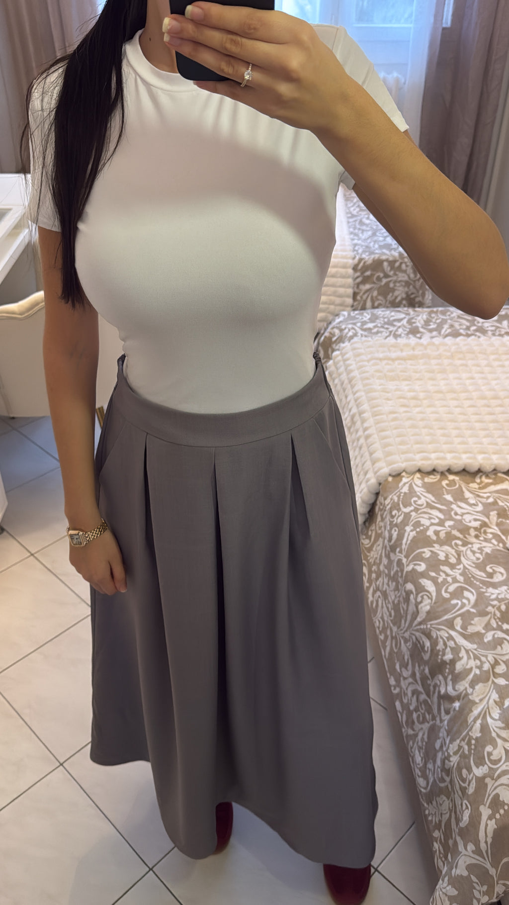 Jupe longue grise