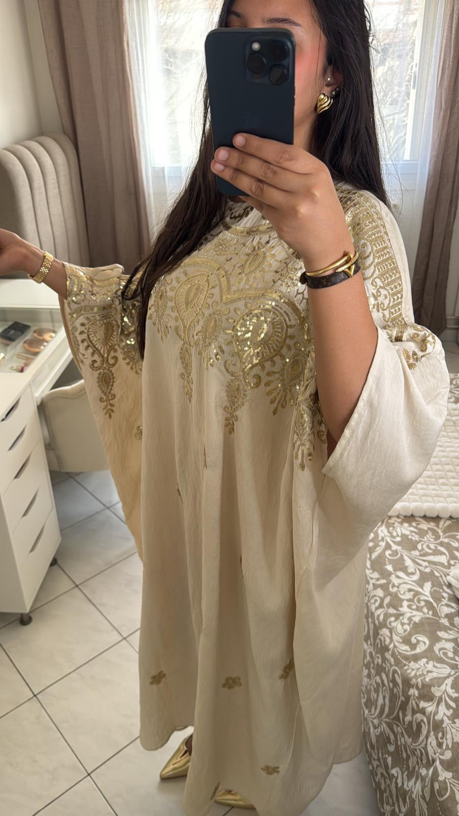 Abaya marwa beige crème