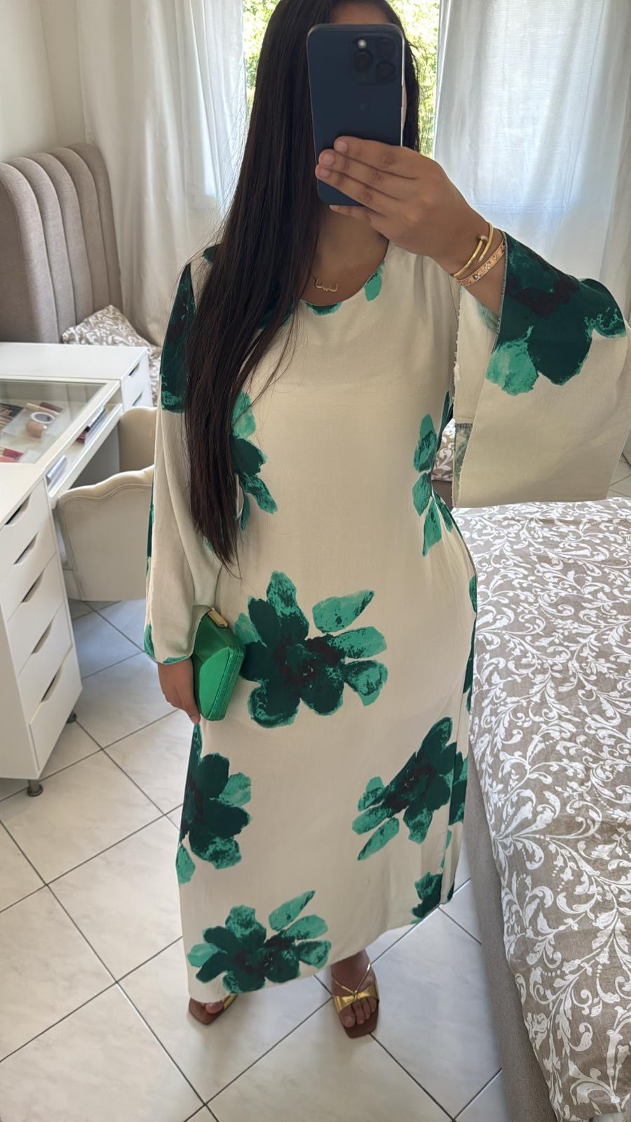 Robe fleuri verte