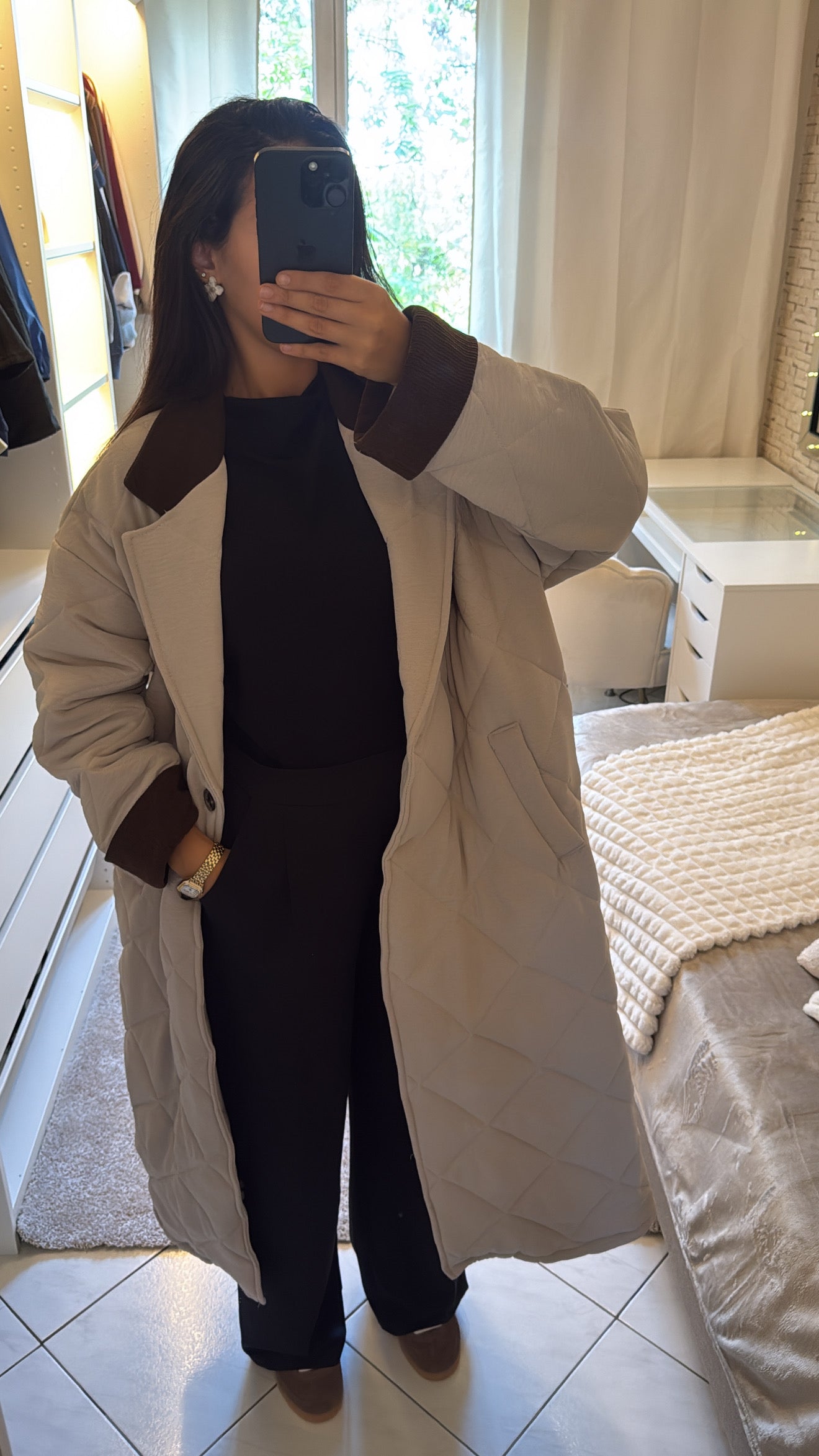 Doudoune matelassé beige