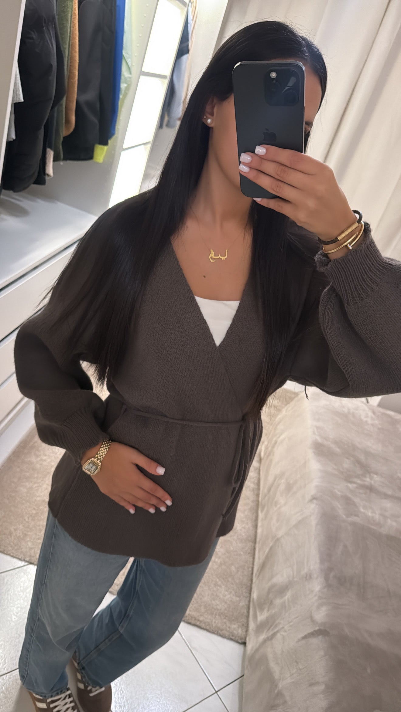 Gilet à nouer taupe