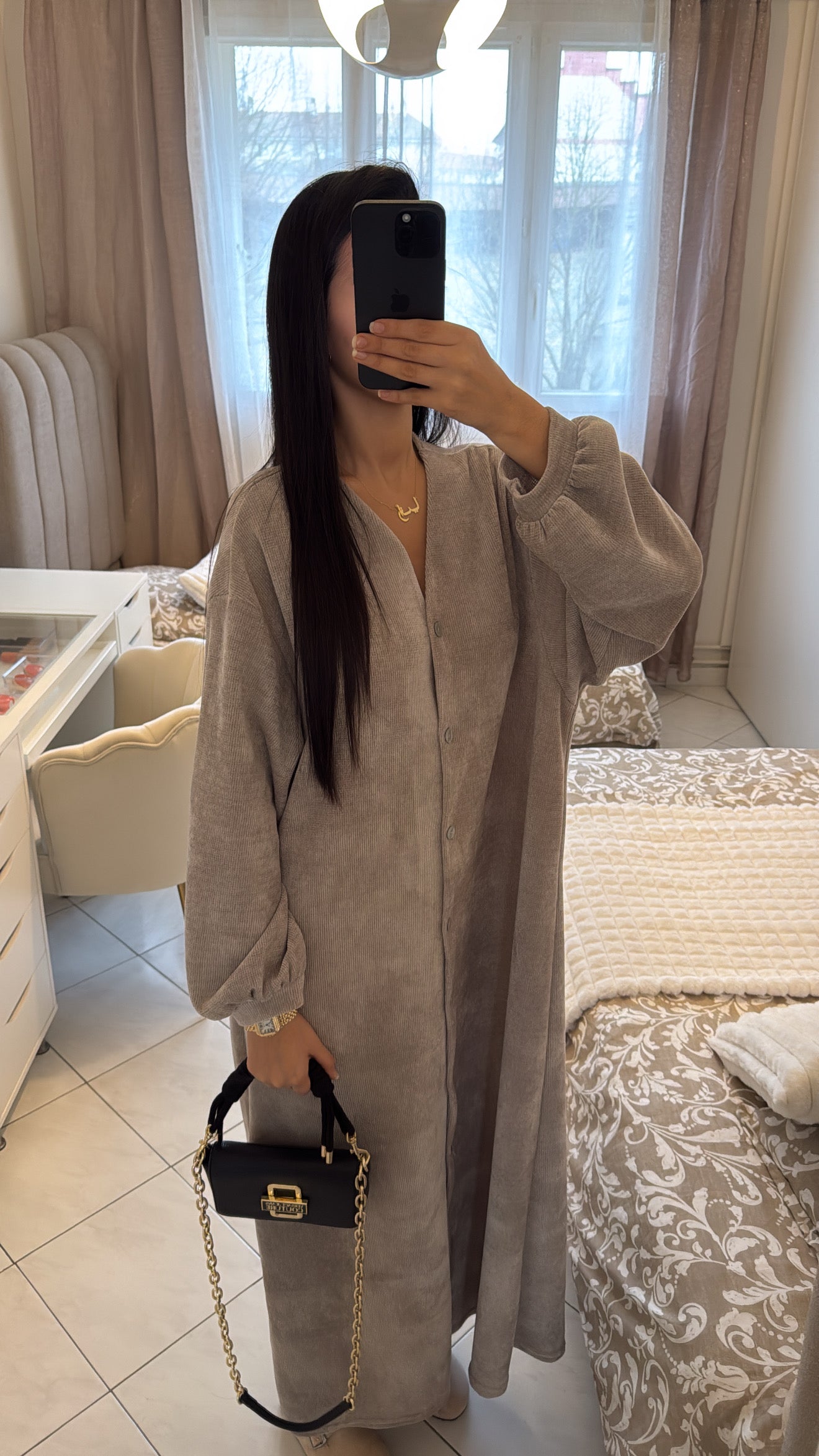 Robe longue taupe clair