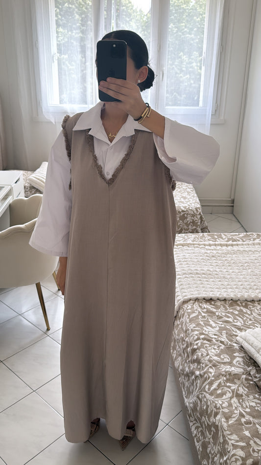 Robe chemise taupe