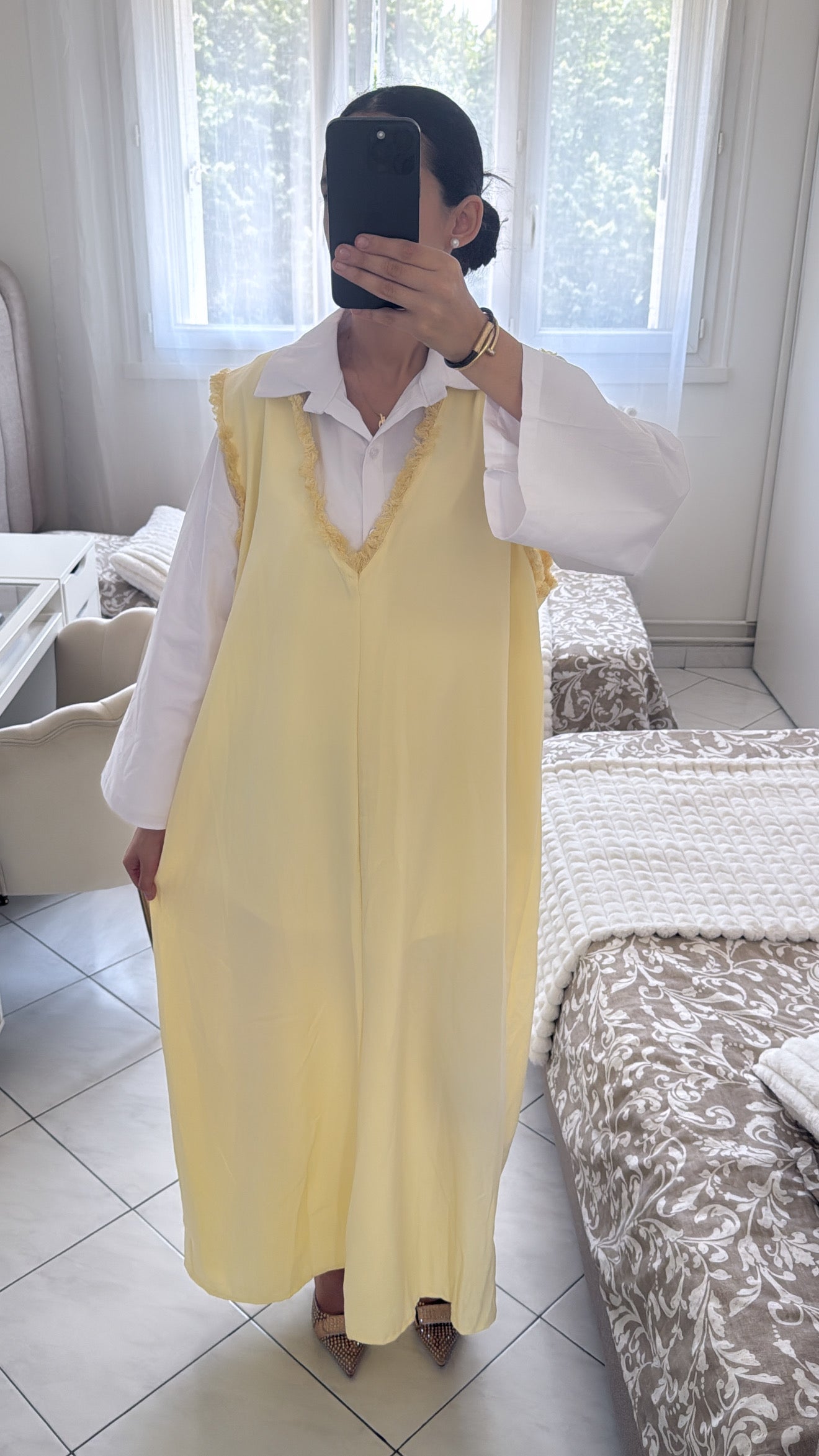 Robe chemise jaune