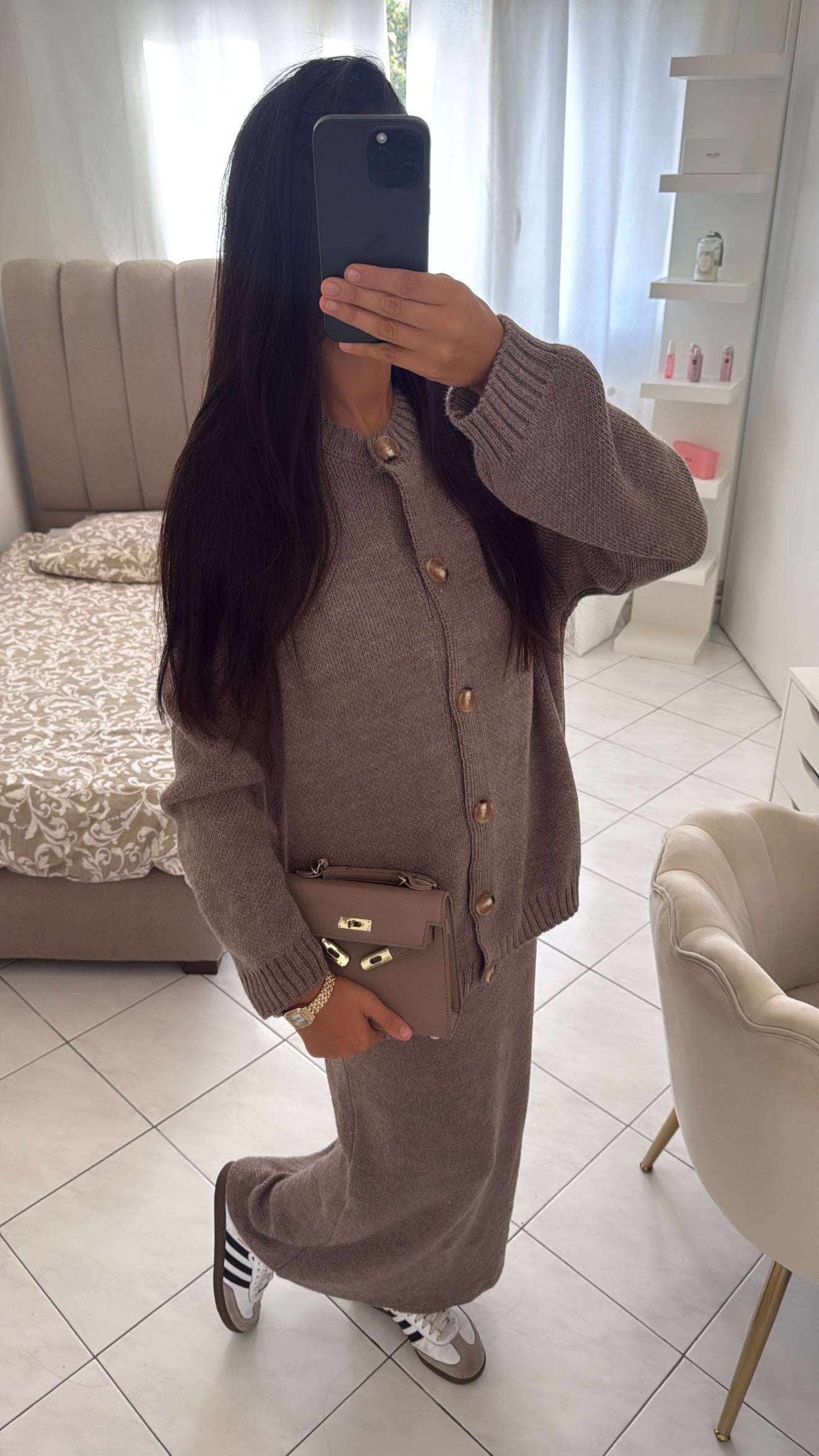 Ensemble à jupe taupe