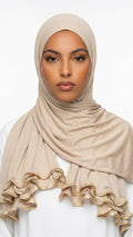 Voile jersey froufrou beige