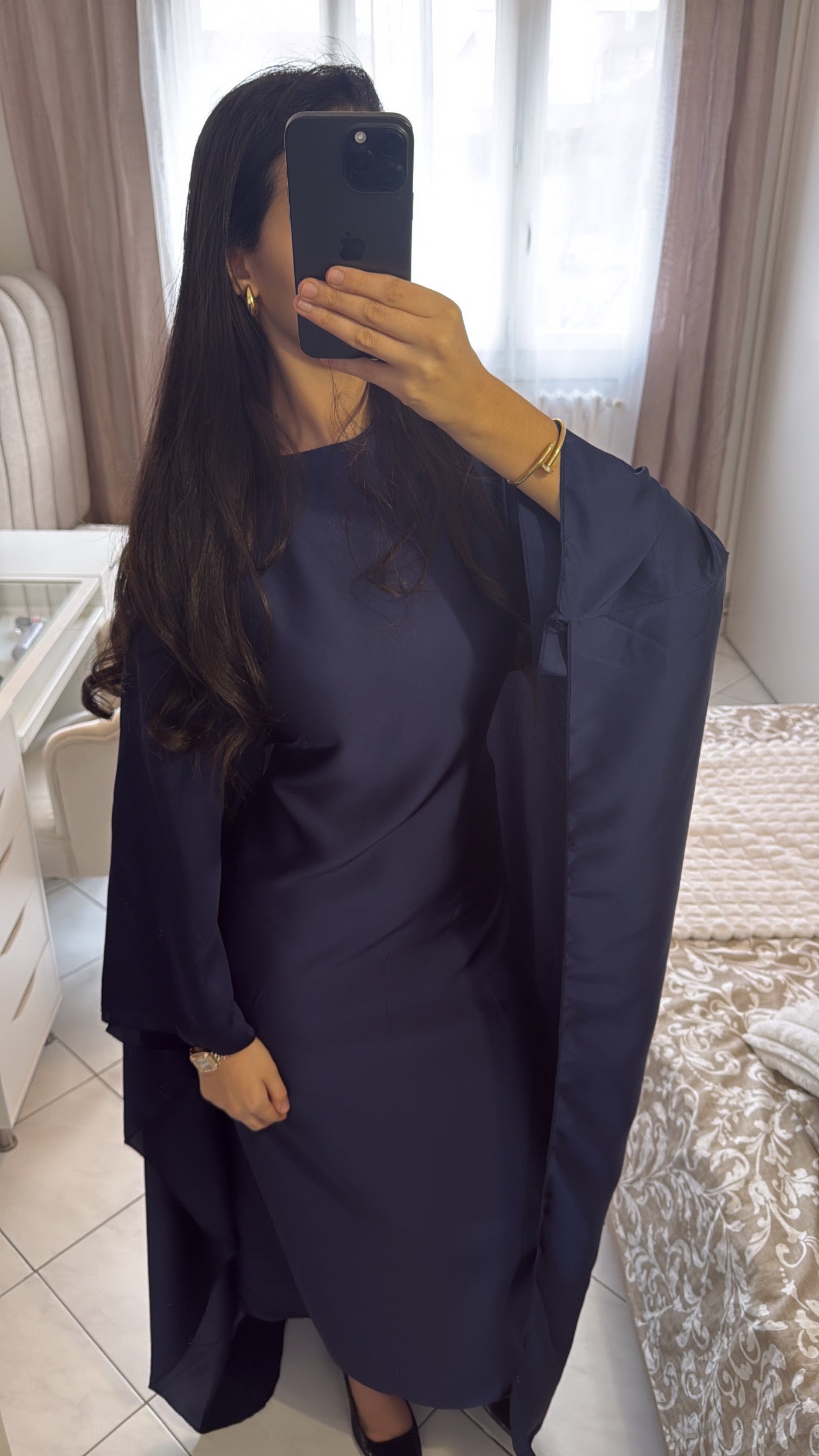 Abaya jihene bleu marine