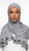 Voile jersey froufrou gris