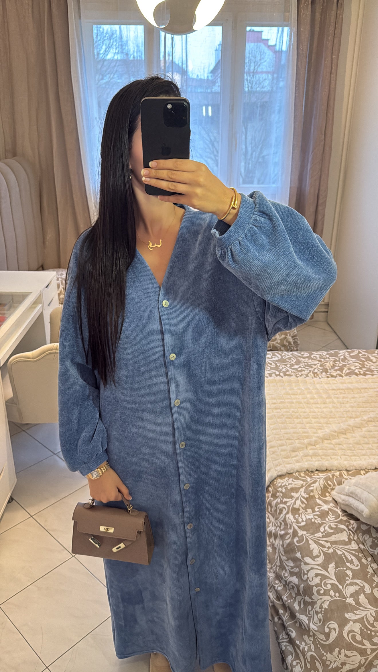 Robe longue bleu