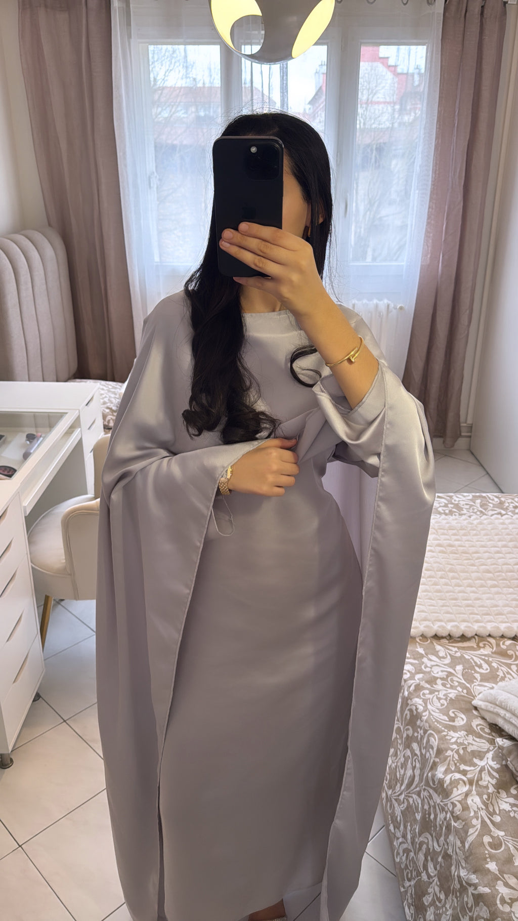 Abaya Jasmine gris clair