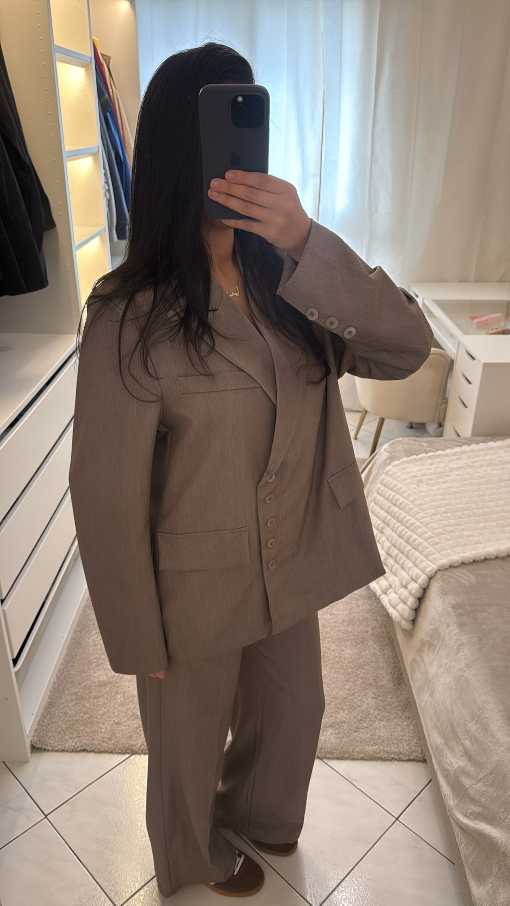 Pantalon à pince taupe